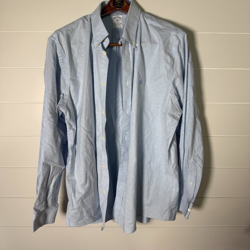 Brooks Brothers 1818 Regent Fit Non-Iron Stretch Blue Long Sleeve Sz XL